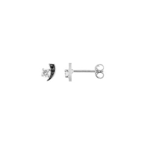 Ohrstecker 925 Silber rhodiniert mit Zirkonia schwarz / weiss