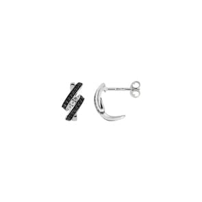 Ohrstecker 925 Silber rhodiniert mit Zirkonia schwarz / weiss, Trilogie