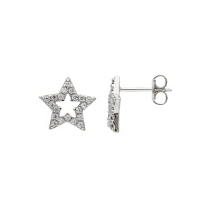 Ohrstecker 925 Silber rhodiniert mit Zirkonia, Stern