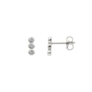 Ohrstecker 925 Silber rhodiniert mit Zirkonia, Trilogie
