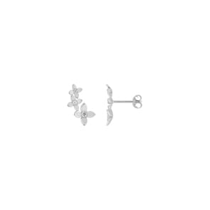 Ohrstecker 925 Silber rhodiniert mit Zirkonia, Trilogie Blumen
