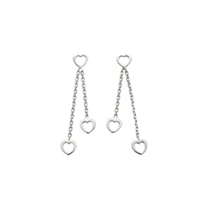 Stud Earrings with Pendant 925 Silver, Hearts