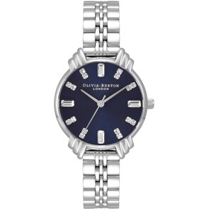 Olivia Burton Art Déco À Cadran Midi Marine Et Argent