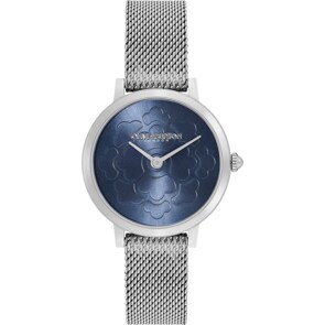 Olivia Burton Signature Floral Ultra Slim Blue & Silver Mesh 28mm