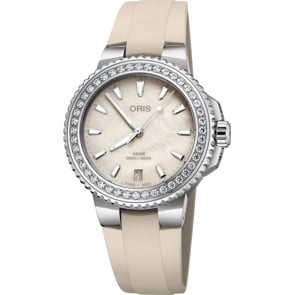 Oris Aquis Date Diamonds Crème / Caoutchouc Ø 36.5mm