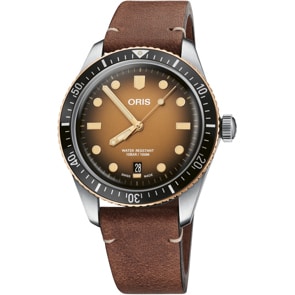 Oris Divers Sixty-Five Brown on leather strap