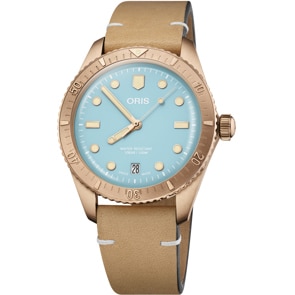 Oris Divers Sixty-Five Cotton Candy Himmelblau auf Lederband