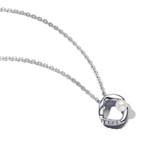 Pandora Essence Organisch Geformter Pavé Kreis & Behandelte Süsswasserzuchtperlen Collier-Halskette 925 Silber