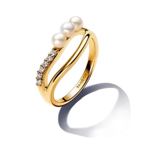 Pandora Gold Essence Behandelte Süsswasserzuchtperle & Organisch geformter Doppelband-Ring