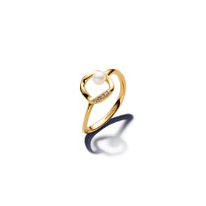 Pandora Gold Essence Bague Cercle Pavé de Forme Organique & Perle de Culture d'Eau Douce Traitée