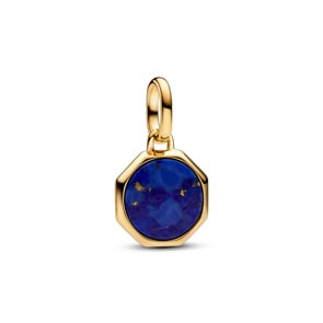 Pandora Gold ME Blaues gravierbares Mini-Medaillon Charm