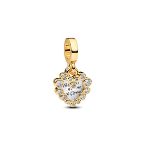 Pandora Gold Moments Funkelnder Doppel-Herzanhänger Charm 925 Silber