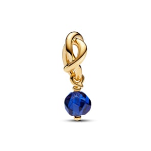 Pandora Gold Moments September Facettierter wasserblauer Ewigkeitskreis Charm-Anhänger