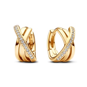 Pandora Gold Signature Überkreuzte Pavé Creolen