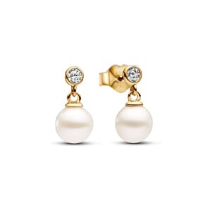 Pandora Gold Timeless Behandelte Süsswasserzuchtperle & Stein Ohrhänger