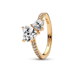 Pandora Gold Timeless Doppel-Herz Funkelnder Ring