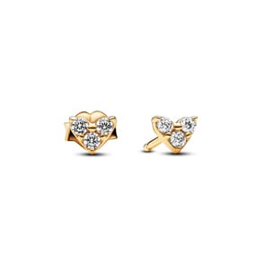 Pandora Gold Timeless Clous d’Oreilles Cœur Trois Pierres