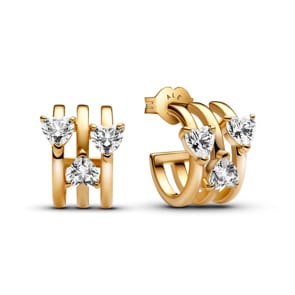 Pandora Gold Timeless Triple Heart Hoop Earrings