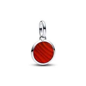 Pandora ME Gravierbares Rotes Murano-Glas Mini-Medaillon-Charm 925 Silber