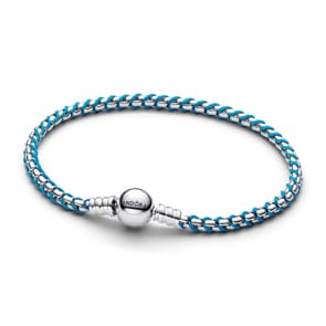 Pandora Moments Blaue Kordel Schlangen-Gliederarmband 925 Silber