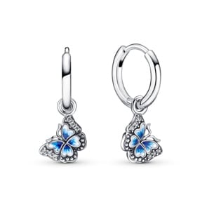 Pandora Moments Blue Butterfly Hoop Earrings