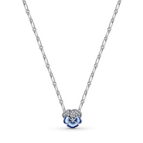 Pandora Moments Collier avec Pendentif Pensée Bleue