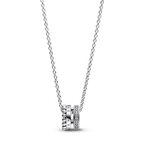 Pandora Signature Pendentif & Collier Pavé & Motifs Perlés
