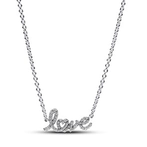 Pandora Moments Funkelnde Handgeschriebenes Love Collier-Halskette 925 Silber