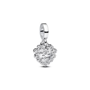 Pandora Moments Funkelnder Doppel-Herzanhänger Charm 925 Silber
