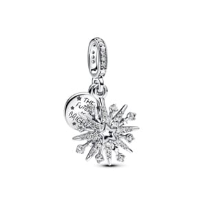 Pandora Moments Funkelndes Feuerwerk Doppelter Charm-Anhänger 925 Silber