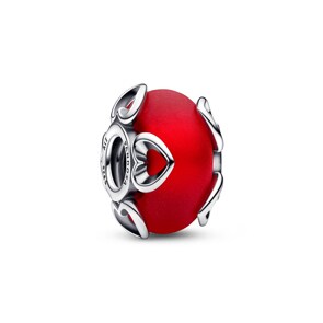 Pandora Moments Charm Verre de Murano Rouge Givré & Cœurs