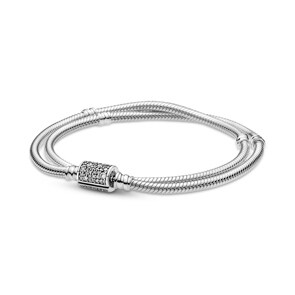 Pandora Moments Bracelet Double Tour Maille Serpent Fermoir Barillet
