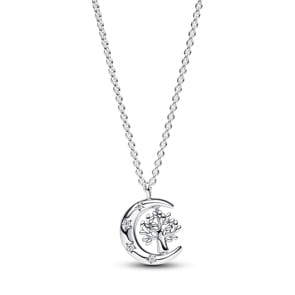 Pandora Moments Mond & drehender Lebensbaum Anhänger Halskette 925 Silber