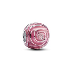 Pandora Moments Rosafarbene Blühende Rose Charm 925 Silber