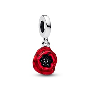 Pandora Moments Roter Blume Charm-Anhänger 925 Silber