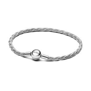 Pandora Moments Runder Pandora Verschluss Gedrehtes Schlangen-Gliederarmband 925 Silber