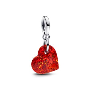 Pandora Moments Schillerndes Rotes Herz Charm-Anhänger 925 Silber