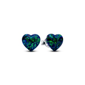 Pandora Moments Opalescent Green Heart Stud Earrings 925 Silver