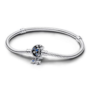 Pandora Moments Schlangen-Gliederarmband mit Funkelndem Mond-Verschluss 925 Silber