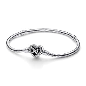 Pandora Moments Bracelet Maille Serpent Fermoir Cœur Infini Scintillant Argent 925