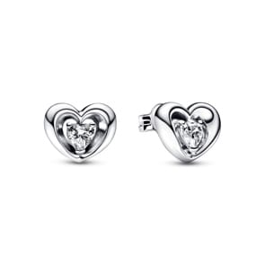 Pandora Moments Clous d’Oreilles Charm Cœur Rayonnant & Pierre Flottante