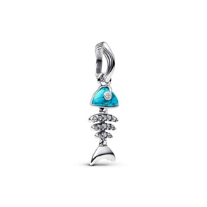 Pandora Moments Türkisfarbener Fischgräte Charm-Anhänger 925 Silber