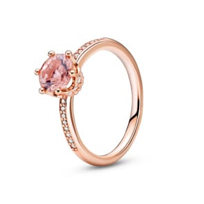 Pandora Rose Moments Bague Solitaire Couronne Scintillante Rose