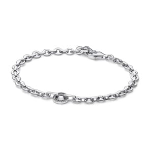 Pandora Signature Ausdrucksstarkes Pavé Kettenarmband 925 Silber
