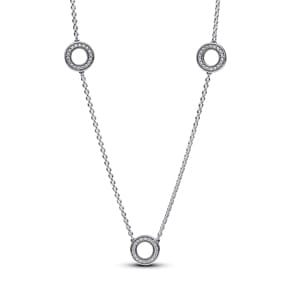 Pandora Signature Collier à Chaîne Cercles Pavé 925 Argent 