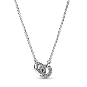 Pandora Signature Collier Pendentif Pavé Entrelacé Argent 925