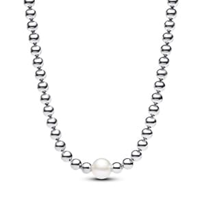 Pandora Timeless Behandelte Süsswasserzuchtperle & Kugeln Collier-Halskette 925 Silber
