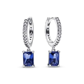 Pandora Timeless Créoles Scintillantes Rectangulaires Bleues