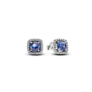Pandora Timeless Funkelnder Quadratischer Blauer Strahlenkranz Ohrringe