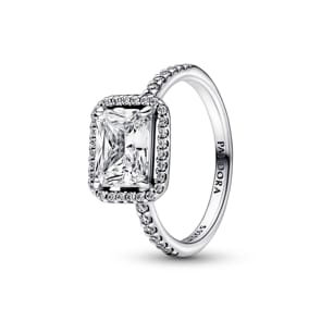 Pandora Timeless Bague Halo Scintillant Rectangulaire